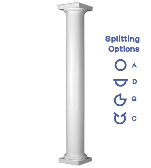 Plain Round Non-Tapered Column Tuscan Capital and Base