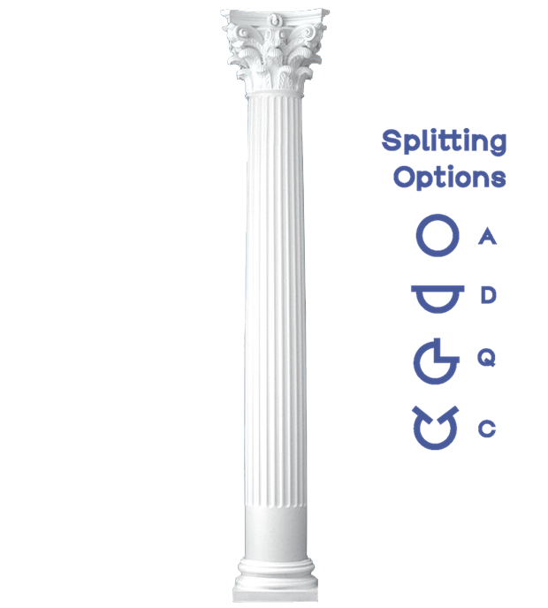 Fluted Round Tapered Column Roman Corinthian Capital and Attic Base