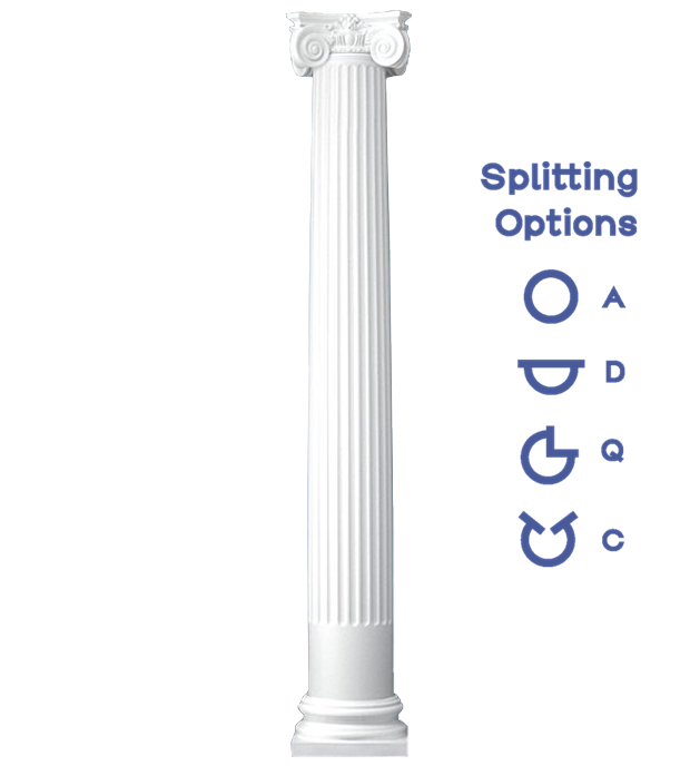 Fluted Round Tapered Column Scamozzi Capital and Attic Base