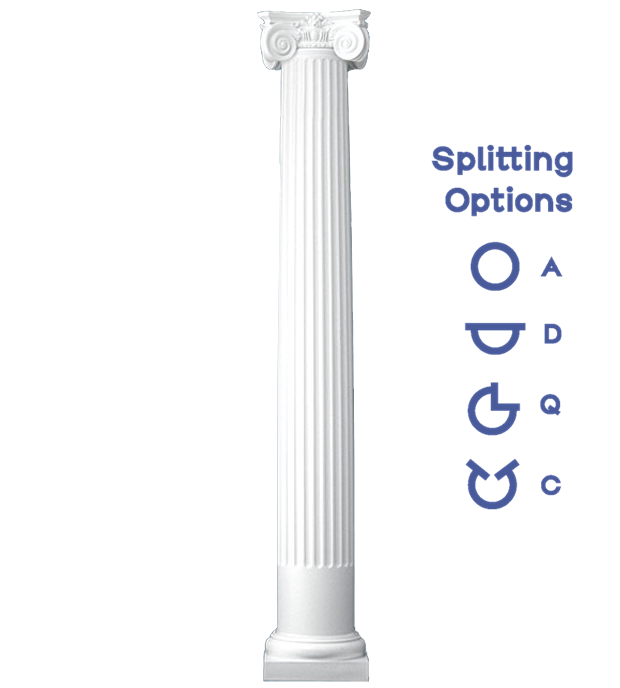 Fluted Round Tapered Column Scamozzi Capital and Tuscan Base
