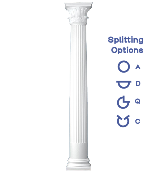 Fluted Round Tapered Column Temple of Winds Capital and Attic Base