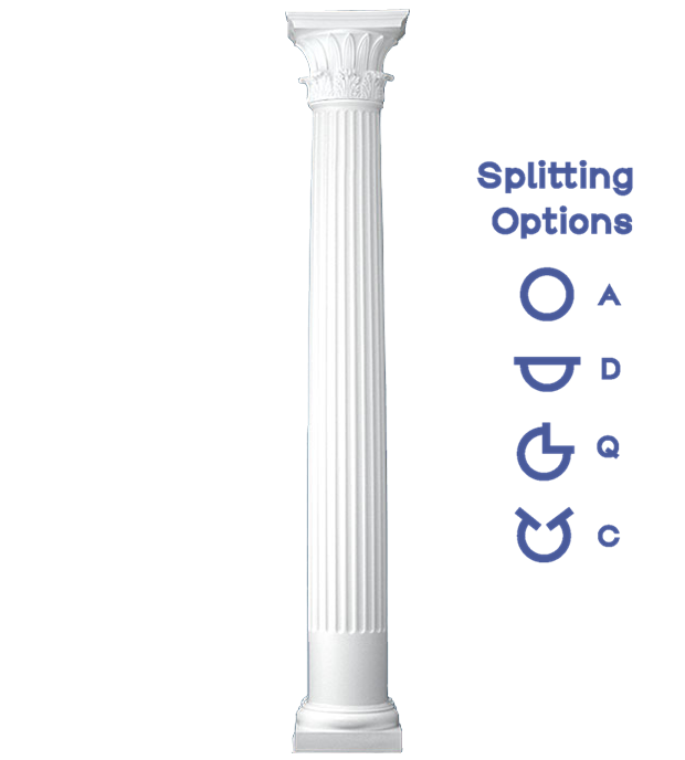 Fluted Round Tapered Column Temple of Winds Capital and Tuscan Base