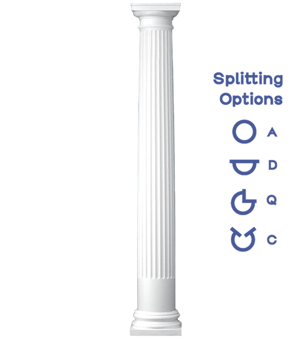 Fluted Round Tapered Column Tuscan Capital and Attic Base