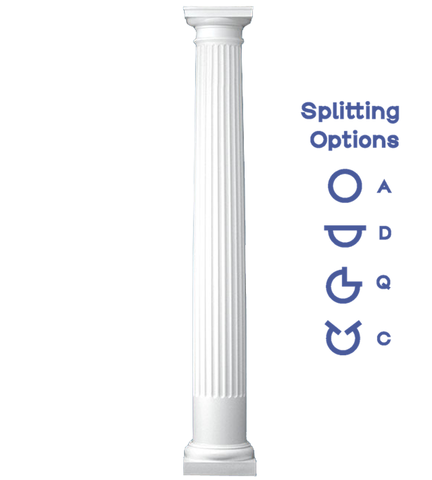 Fluted Round Tapered Column Tuscan Capital and Base