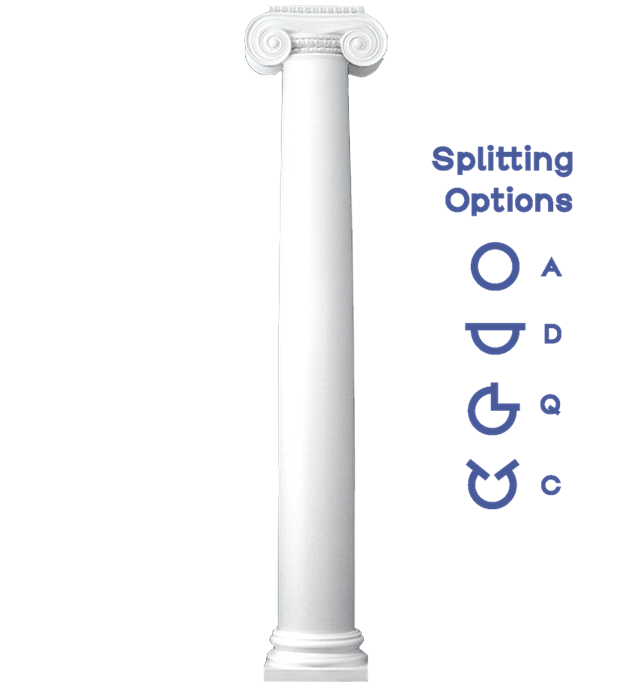 Plain Round Tapered Column Greek Ionic Capital and Attic Base