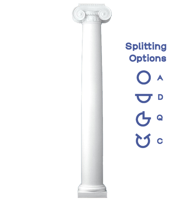 Plain Round Tapered Column Greek Ionic Capital and Tuscan Base