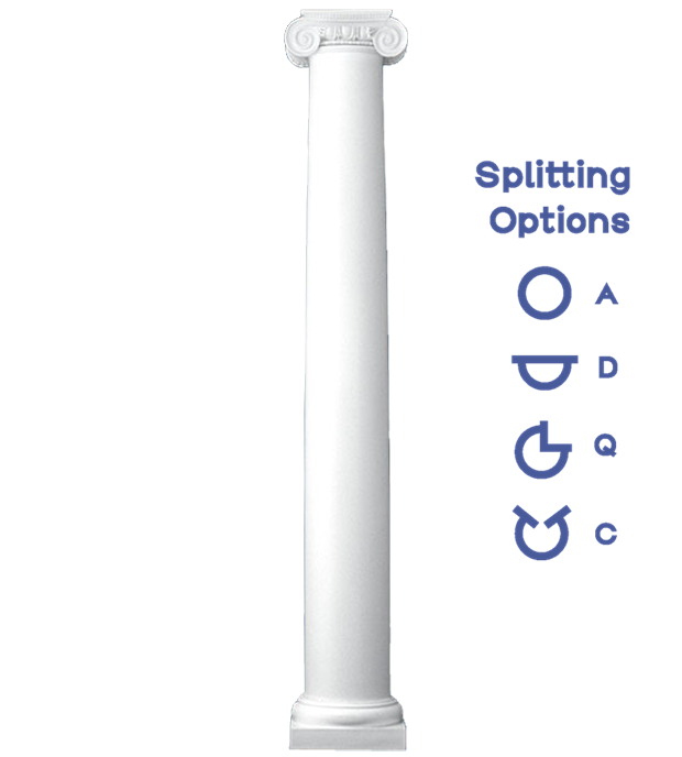Plain Round Tapered Column Roman Ionic Capital and Tuscan Base