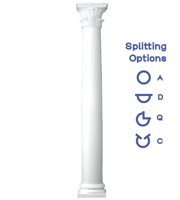 Plain Round Tapered Column Temple of Winds Capital and Attic Base