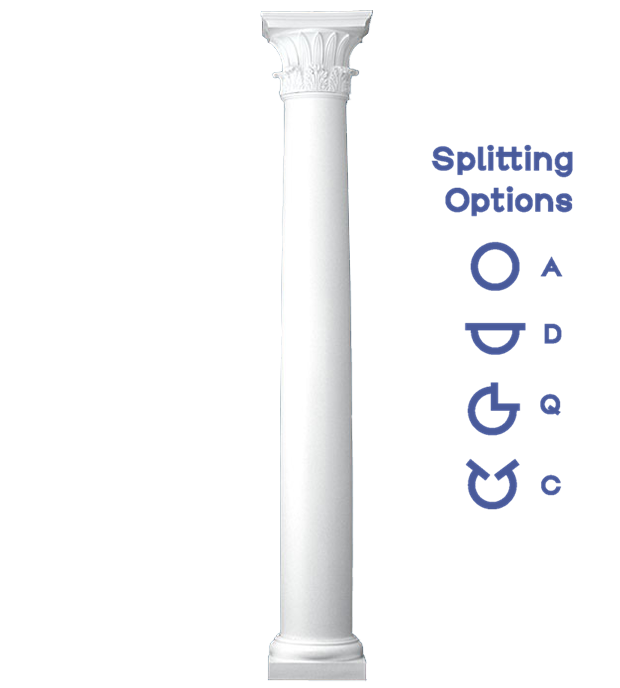 Plain Round Tapered Column Temple of Winds Capital and Tuscan Base